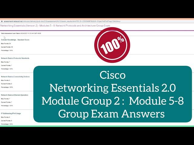 Cisco Networking Essentials 2.0 Group 2 : Modules 5-8 Group Exam Answers || Networking Essentials