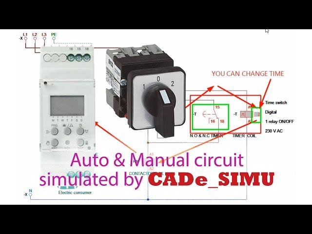 Auto and Manual motor control | timer | Magnetic Contactor / timer curcuit