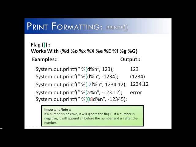 Print Formatting Part 10: printf() Flag ( (Java)