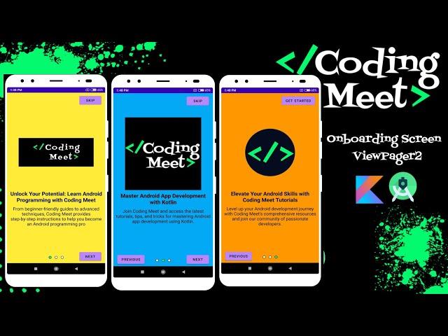 Onboarding Screen | ViewPager2 Swipe View + Bottom Circle Indicator | Android Studio Kotlin