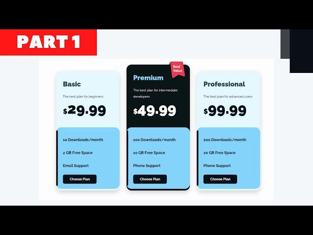 How To Design A Responsive Pricing Table Using HTML & CSS - Part 1