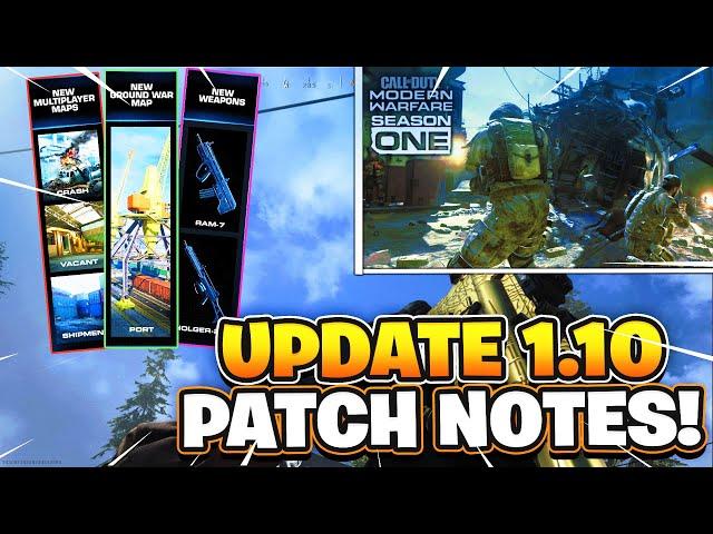 MODERN WARFARE: Update 1.10 Season 1 PATCH NOTES! NEW DLC WEAPONS, Maps,  & Riot Shield BUFF