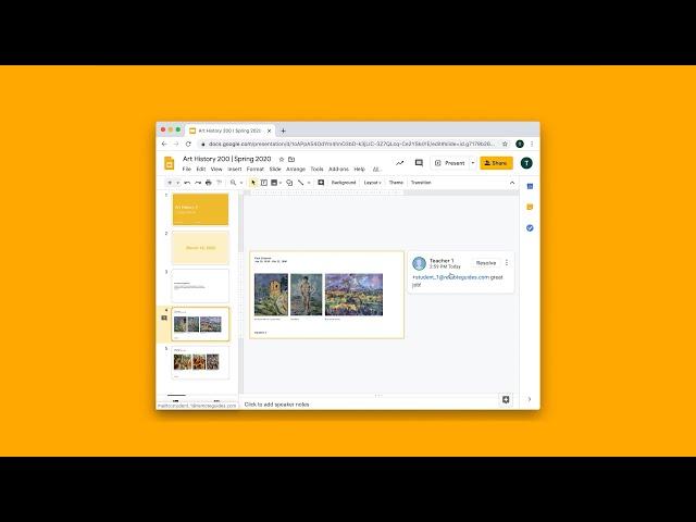 How do I use comments in Google Slides and Google Docs?