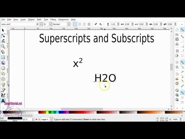 Inkscape Superscripts and Subscripts