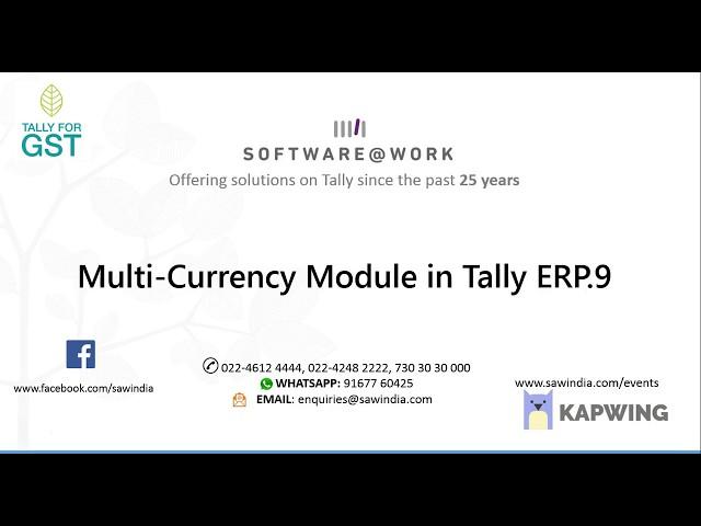 Manage Multi-Currency Transactions with Tally.ERP 9 |