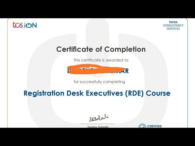 tcs ion RDE and ELI certificate download