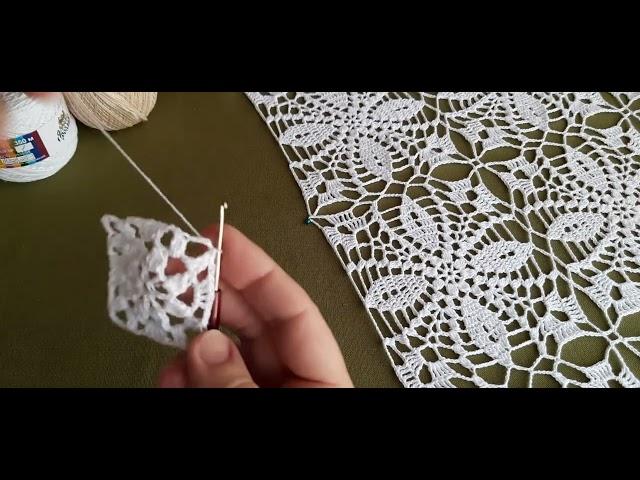 Квадратный мотив для скатерти крючком. Crochet square motif.Kwadratowy motyw na szydełku.