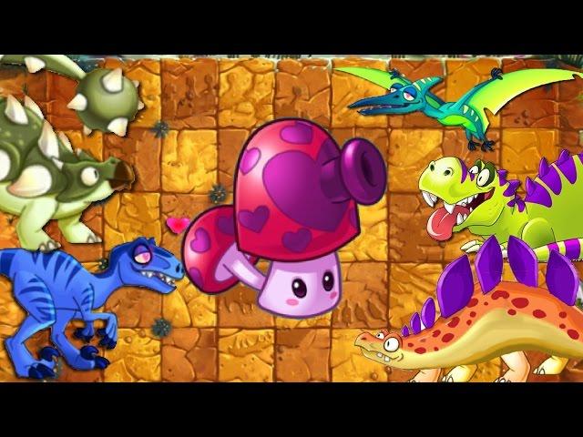 Pefume shroom Charm Attack on Dinosaurs - Plants vs Zombies 2 Jurassic Marsh