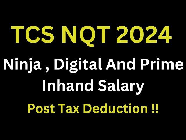 TCS Ninja , Digital And Prime Inhand Salary Discussion 2024 | TCS Salary Structure For Freshers