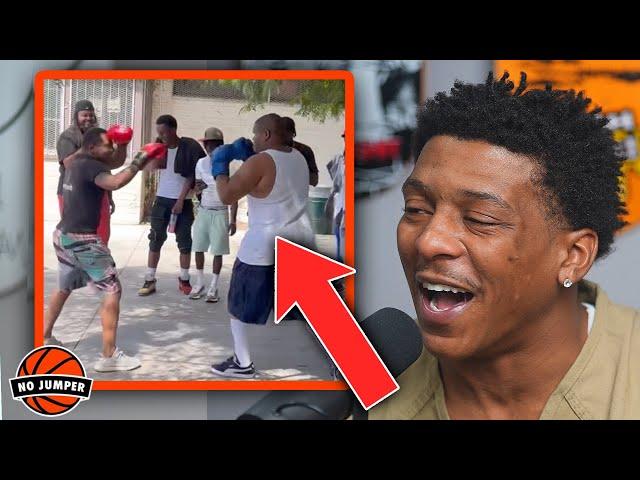 Famouss Richard Reacts to Crip Mac Boxing a Blood in His Projects