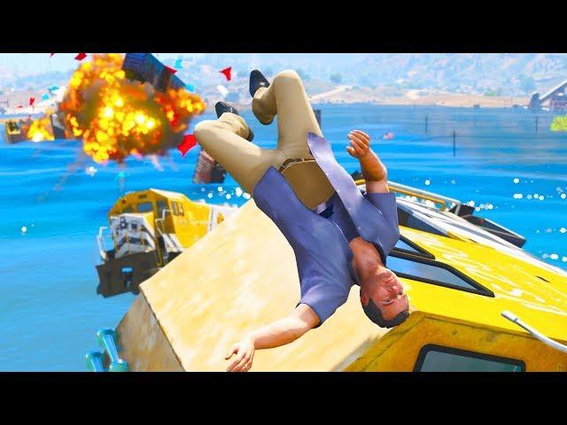 GTA 5 EPIC Ragdolls Train Crash Compilation (GTA 5 Mods Funny Moments)