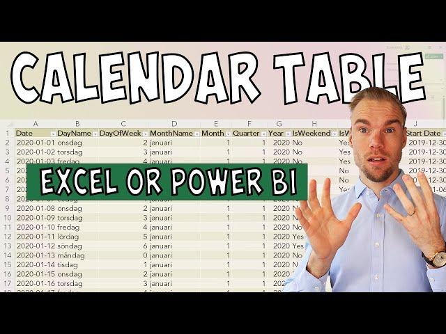 Excel - The PERFECT Calendar Table in Excel and Power BI