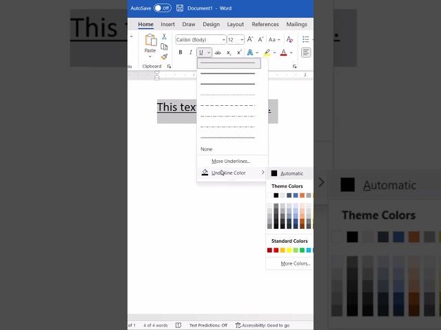 How to Change the Underline Color in Microsoft Word  #shorts