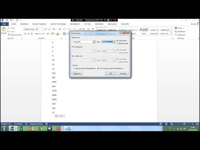 Come mettere numeri in ordine crescente e o decrescente su Word