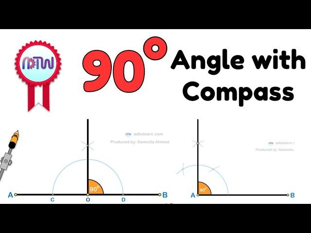 90 degree angle || how to construct 90 degree angle by compass