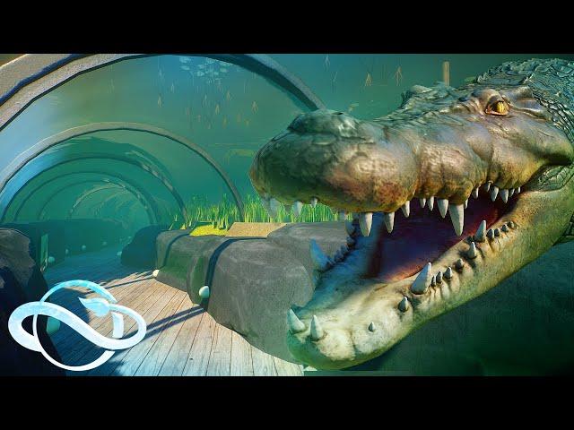 Saltwater Crocodile Habitat With Underwater Tunnel  | Planet Zoo Speed Build - Aquatic Pack
