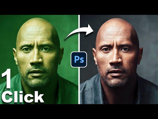 Fix skin tone {Remove green tone} in 1 click in photoshop