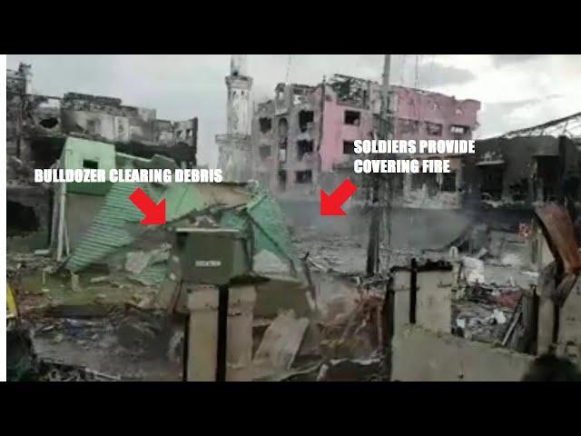 Philippine Army Combat Engineers Urban Combat Debris Clearing Inside Main Battle Area Of Marawi