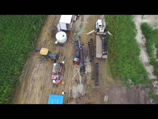 Drone view of Blue Earth River horizontal directional drill crossing