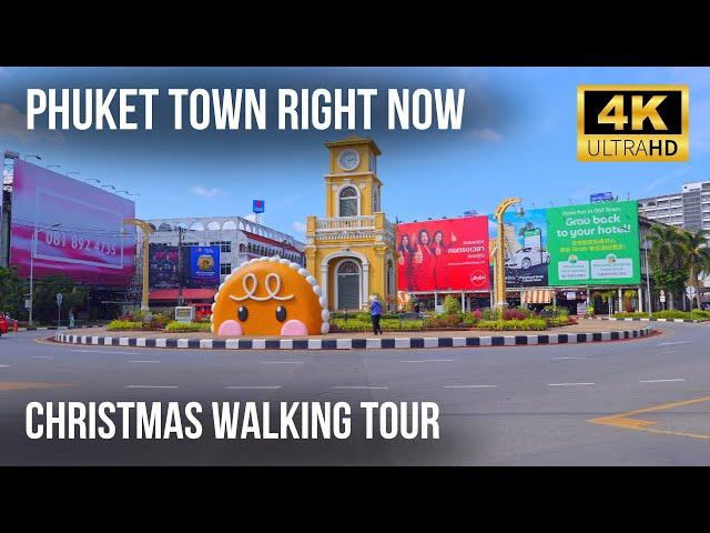 Christmas Walking Tour in Phuket Town, December 2024, Part 1. Phuket Thailand Right Now!