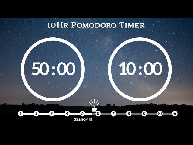 50 Minute Pomodoro Timer  Focus White Noise 집중 백색소음10-Hour Study ⏱Pomodoro 50/10, 50 min x 10 sets