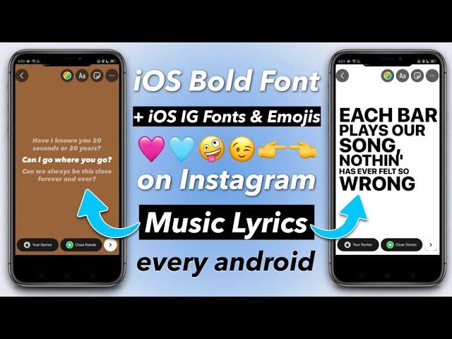 iPhone (SF) Bold Font on Instagram Music Lyrics on any Android (with iOS Fonts and Emojis)