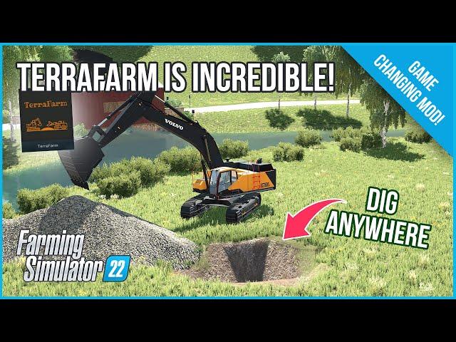 Dig ANYWHERE! on ANY MAP! in Farming Simulator 22 with the Amazing TerraFarm Mod