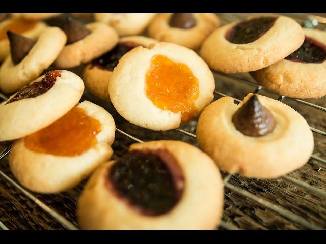 Boysenberry, Apricot, & Chocolate Thumbprint Cookies