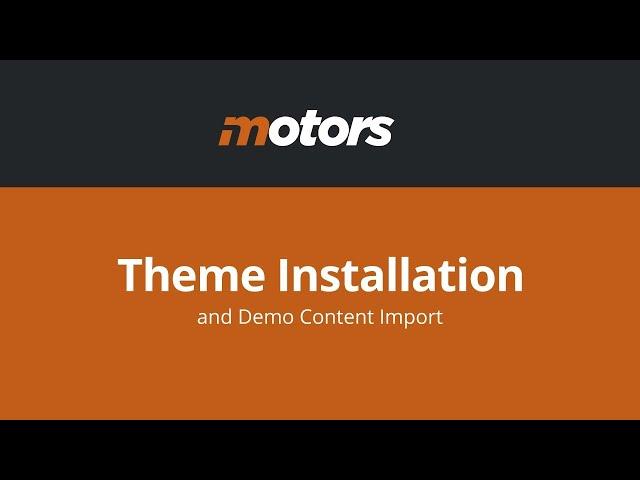 Motors by StylemixThemes - Theme Installation