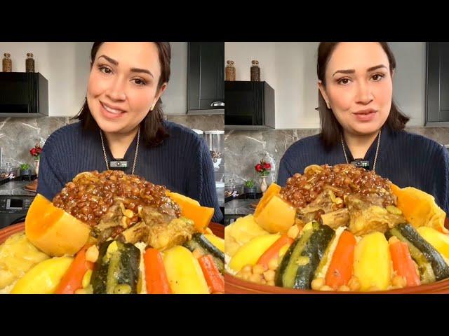 الكسكس المغربي بالخضر والتفاية  couscous 