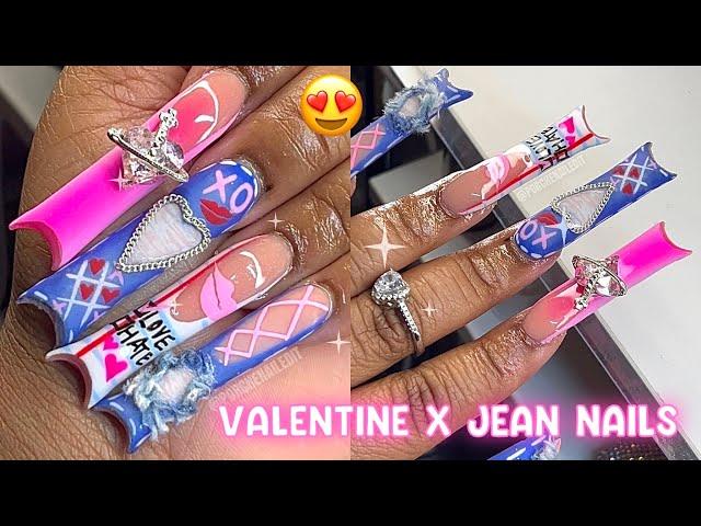 JEAN X  VALENTINE NAILS ️ | HOW TO JEAN NAILS | DUCK NAILS 