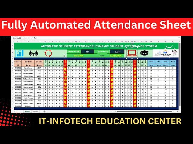 Fully Automated Attendance Sheet in Excel | Step-by-Step Guide| Excel For Beginners