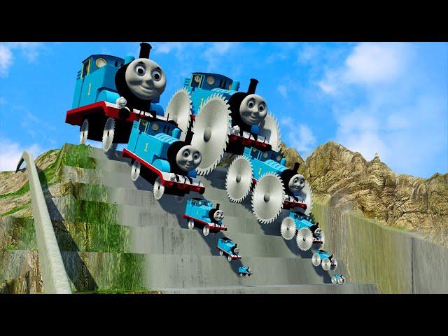 Big & Small Thomas the Train with: Saw Wheels vs Monster Saw Wheels vs DANGEROUS ROAD | BeamNG.Drive