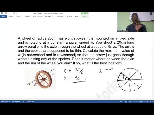 A Wheel of Radius 25cm has Eight Spokes. It is Mounted on a Fixed Axle... |CIRCULAR MOTION||