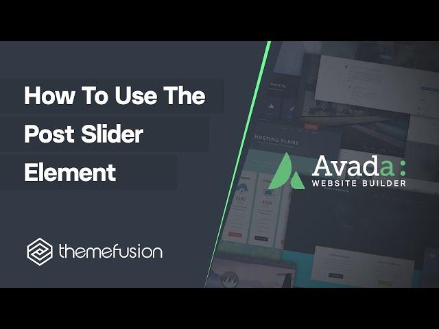 How To Use The Post Slider Element