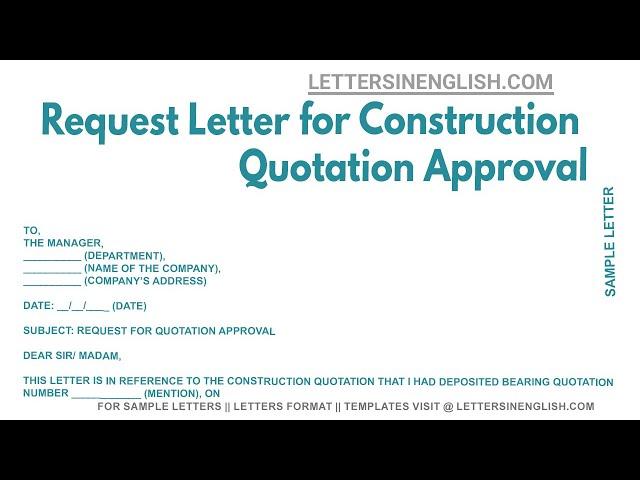 Request Letter For Construction Quotation Approval - Sample Letter for Approval of Quotation
