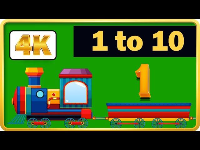 Cartoon number train green screen from 1 to 10  | Free download