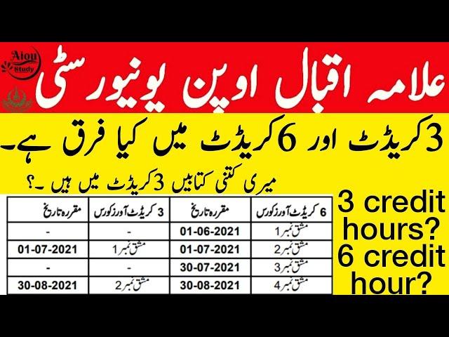 Aiou difference between 3credit course and 6credit course|Aiou