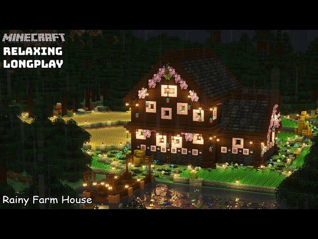 Minecraft Relaxing Longplay - Rainy Build Farm House - Cozy Cottage House ( No Commentary ) 1.20