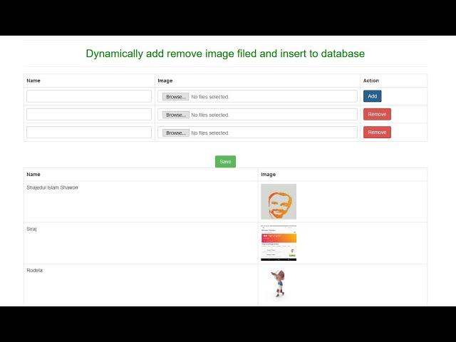 dynamically add remove image field and insert to database #php #mysql #jquery