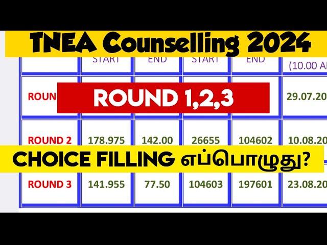 TNEA counselling 2024|Round 1|Round 2|Round 3|Choice filling date Update|Full counselling schedule|