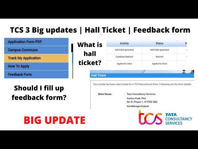 TCS 3 updates | Hall Ticket Generated | Feedback form shared | Interview Started | IRC Mail