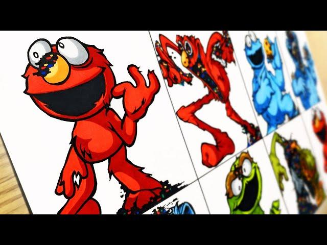 [Drawing FNF] Pibby Elmo : Corrupted Sesame Street Glitch - Broken Strings/Tantrum(FNF Mod)