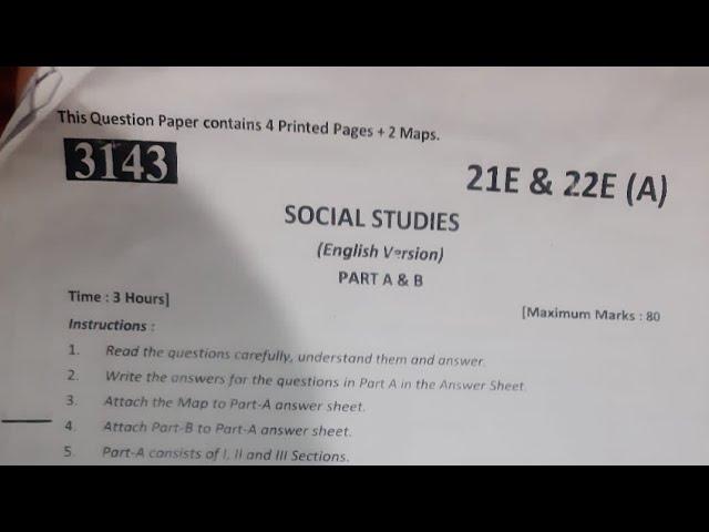 Telangana Social 10 Class Board Exam Final Question paper 2024 || Social 10th Class Board Exam paper