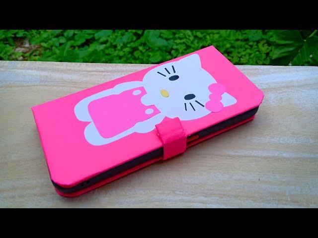 DIY Hello Kitty Phone Case/Cover from Cardboard |Cardboard Craft Ideas | How to Make Easy Phone Case