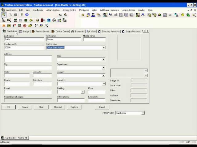 Add User with Card or Key Fob - Lenel On Guard