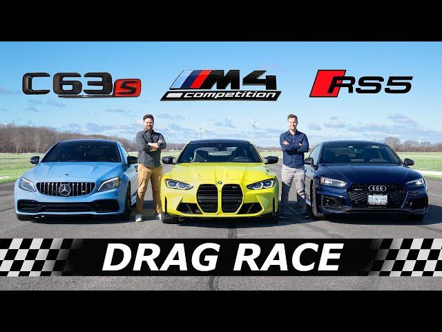 2021 BMW M4 Competition vs Audi RS5 vs Mercedes-AMG C63S  // DRAG & ROLL RACE