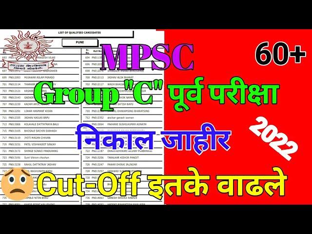 Mpsc Group C पूर्व परीक्षा 2022 | निकाल जाहीर इतके Cut-Off वाढले | Mpsc Result 2022