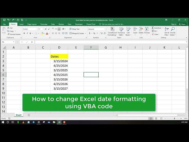 How to change the default Excel date formatting