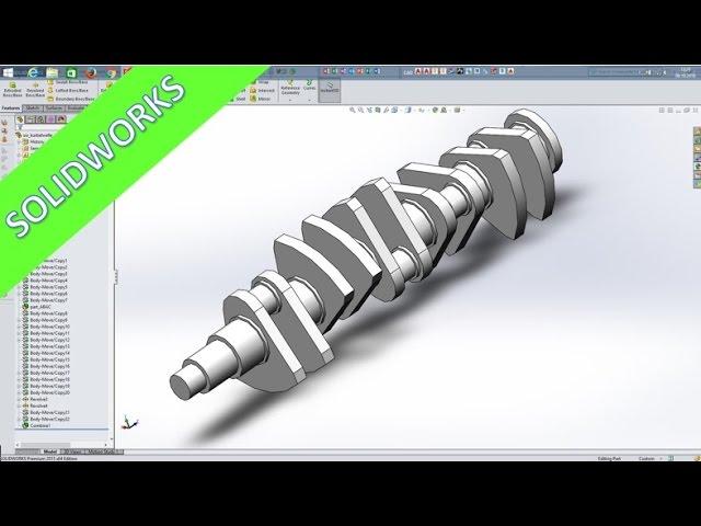 11.2 Kurbelwelle - Crankshaft - SolidWorks 2015 Training - Body Move / Copy